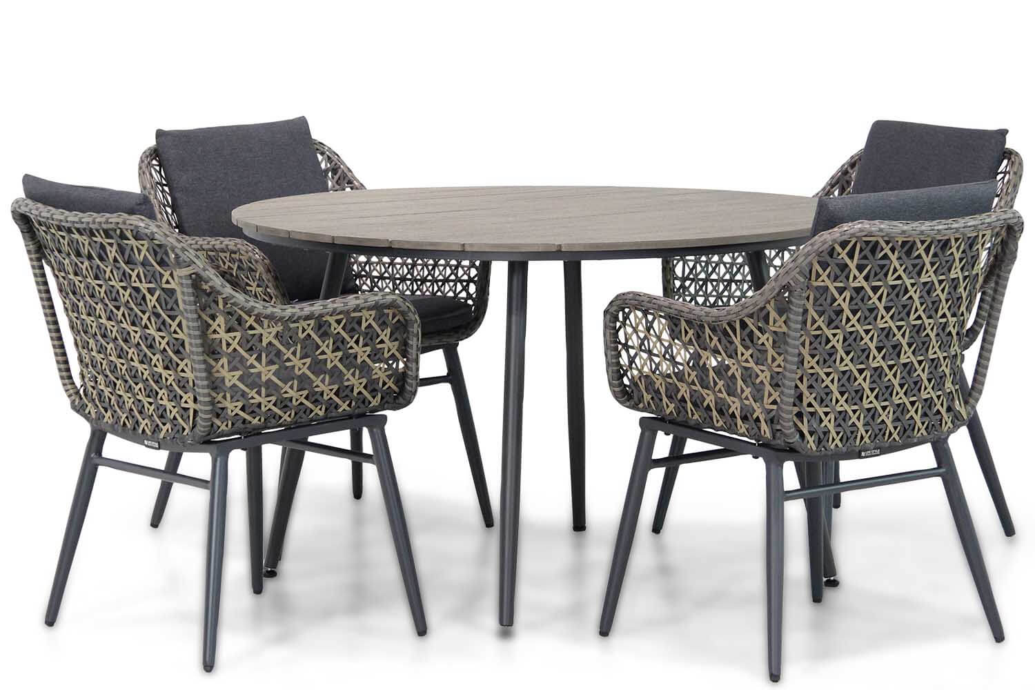 Aanbieding Lifestyle Dolphin/Matale 125 cm rond dining tuinset 5-delig