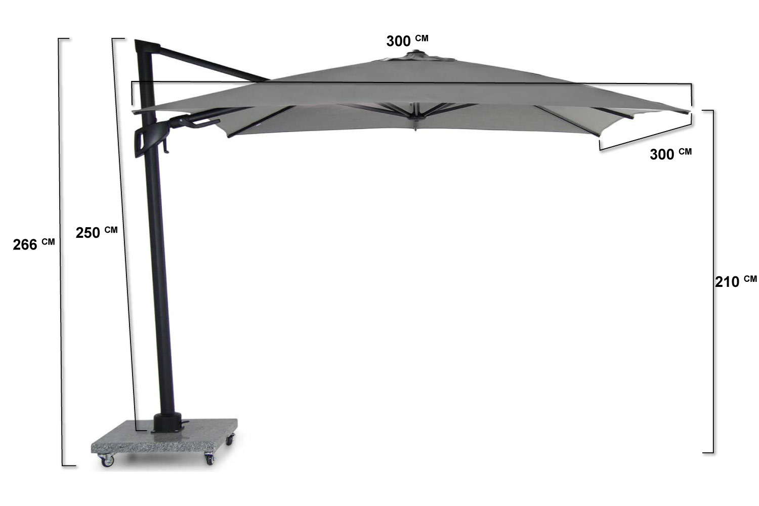 Aanbieding Santika Belize Deluxe parasol 300x300 antraciet frame/ mid grey