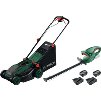 Koop Bosch Rotak 18V2-38 + Bosch EasyHedgeCut 18-45 Li + Bosch Starterset 18V 4