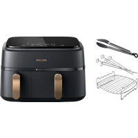 Koop Philips 3000 series Dual Basket NA352/00 + Dubbellaagse kookset - 6151122144173