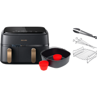 Koop Philips 3000 series Dual Basket NA352/00 + Dubbellaagse kookset + Bakmeesterset - 6151122149147
